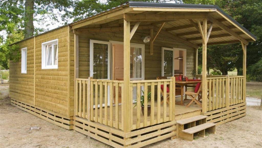 PREMIUM Chalet 42m² (2 Zimmer) + überdachte Terrasse : Flower Camping