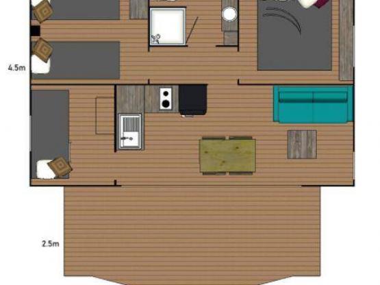 Cabaña Cotton Confort+ 43m² - 3 habitaciones - terraza 11m² + TV