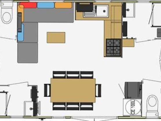 Mobilhome Quattro 40m² (4 slaapkamers) Houten overdekt terras