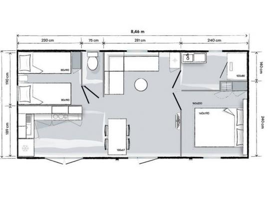 Mobilhome Confort Plus 2 habitaciones 31.60m²