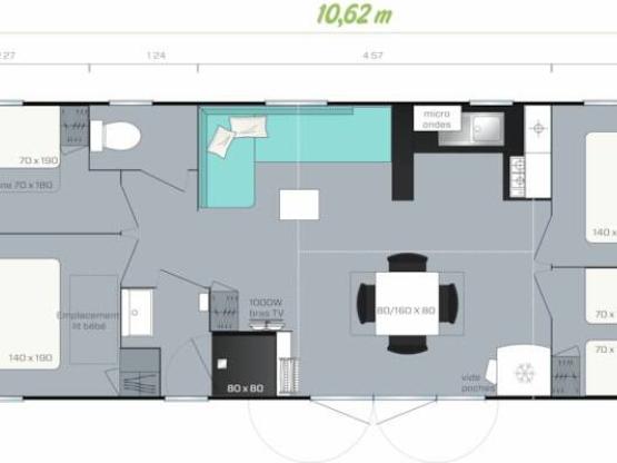 Confort Calypso 40m² - 4 Schlafzimmer - Klimaanlage