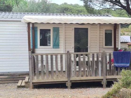 Mobilheim La Garigue 23m² - 2 Schlafzimmer + TV + Klimaanlage + Überdachte Terrasse