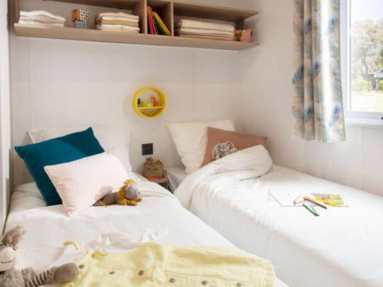 Mobilhome Loggia Premium 27,6m² (3ch-6pers) + Terrasse couverte 8m² + TV + Clim