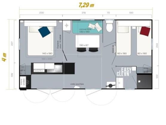 MOBIL HOME RIVIERA (2 adultes 3 enfants ou 4 adultes sans enfant)