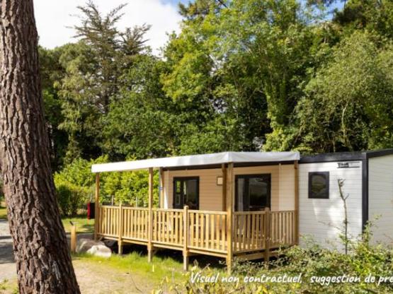 Premium Mobilheim 32m² - 3 Schlafzimmer + TV + Terrasse + Geschirrspüler