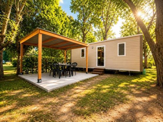 NEW // Mobilheim Confort 26m² 2 zimmer - Halbüberdachte Terrasse + TV