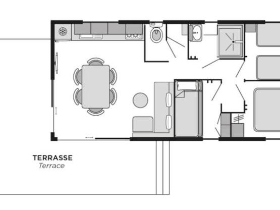 Cottage Hélios KOMFORT klimatisiert - Kieferseite / S