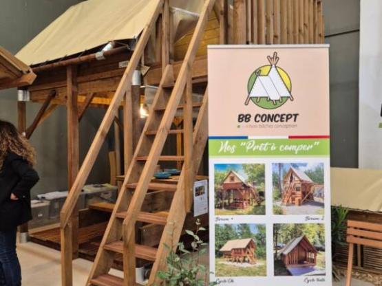 Tente Bivouac sur pilotis bois et toile, sans sanitaires pour 2 personnes