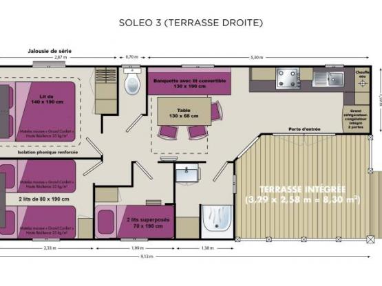 MOBILE-HOME - 3 habitaciones - 1 cuarto de baño - SOLEO -  28.7 m² -