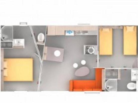 Mobilheim Premium 2 Schlafzimmer & 2 Badezimmer + TV + Spüllmachine