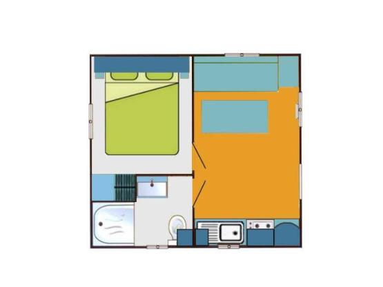 Mobolheim EQUILIBRE 1 Zimmer + TV + überdachte Terrasse + wifi