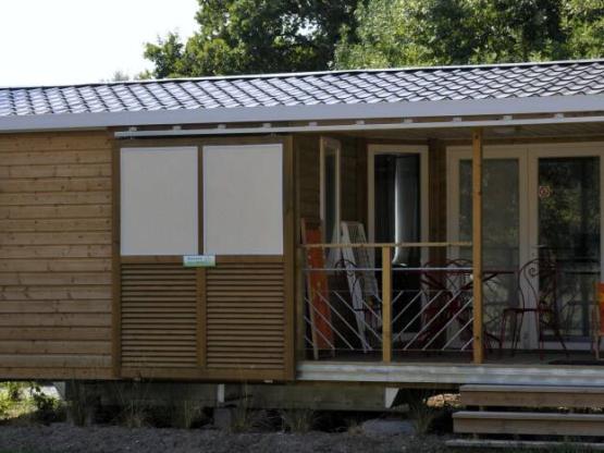 Mobilheim Premium 2 Zimmer 27-32m² + Halbüberdachte Terrasse + TV