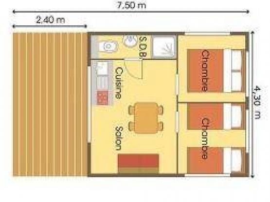 Choza lodge sobre pilote Eco 34m² - 2 habitaciones - terraza 10m²