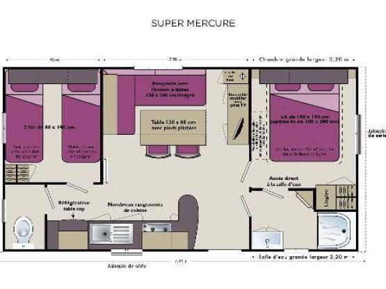 Mobilheim Riviera Confort 27.5m² / 2 Zimmer - Terrasse