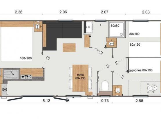 Mobilhome - 3 Habitaciones + TV  terraza cubierta