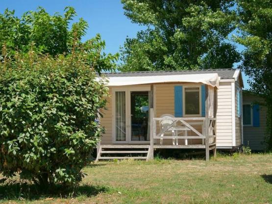 Mobilheim Confort  27m² (2 Zimmer) + TV + Halbüberdachte Terrasse 18m²