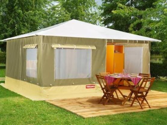 Die Zeltbungalows 20m2  2 Zimmer, 5 Personen Vermietung von Sonntag bis Sonntag im Juli und August.