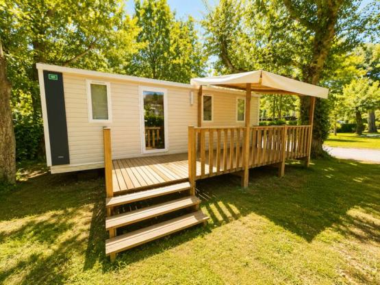 Mobilheim Confort 24m² 2 zimmer - Halbüberdachte Terrasse + TV