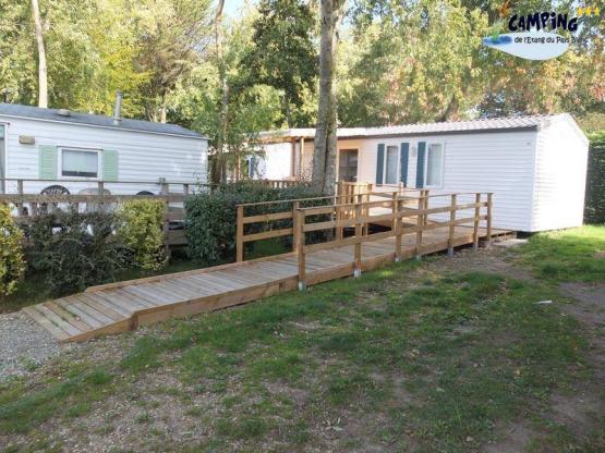 Mobilheim behindertengerecht (2 Zimmer) + überdachte Terrasse