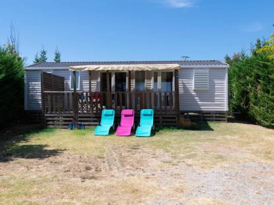 Mobilheim Premium  40m² (3 Schlafzimmer) Klimatisiert + terace + TV