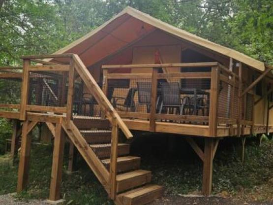 Cotton Zelt-Lodge Natur 25m² / 2 Zimmer - überdachte Terrasse (ohne Sanitäranlagen)