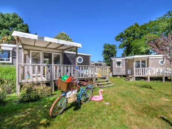 Houten Stacaravan CONFORT 29m² 2 slaapkamers + terras + TV