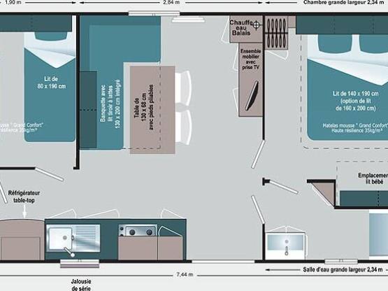 Mobilheim WELCOME 2 Schlafzimmer - 4 PERS 28m² - TV  : An-/Abreise am Samstag