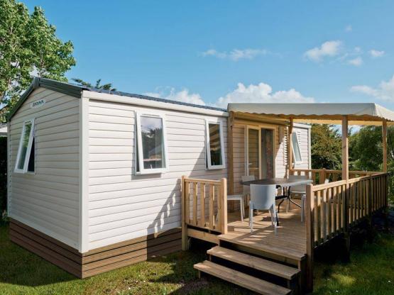 Mobilheim BAHAMAS CONFORT 34m² - 3 Zimmer + überdachte Terrasse + Geschirrspülmaschine