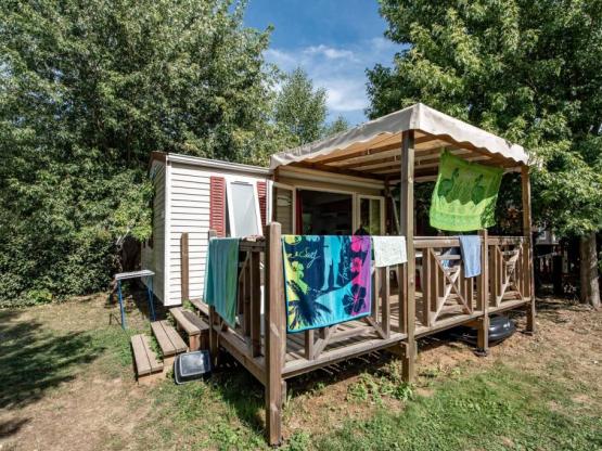 Mobilheim La Dourbie Confort 33m² (3 Zimmer) + überdachte Terrasse 13m² + TV