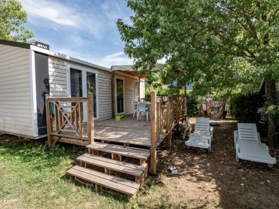 Mobilheim St Guiral Confort 30m² (2 Zimmer) + Halbüberdachte Terrasse 20m² + TV + Clim