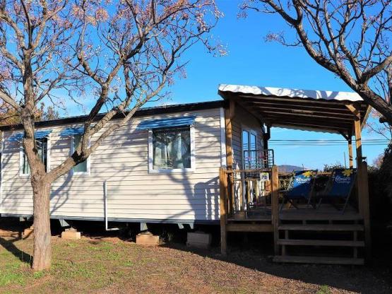 Mobilheim Komfort 24-27m² (2 zimmer) + clim + überdachte Terrasse + TV