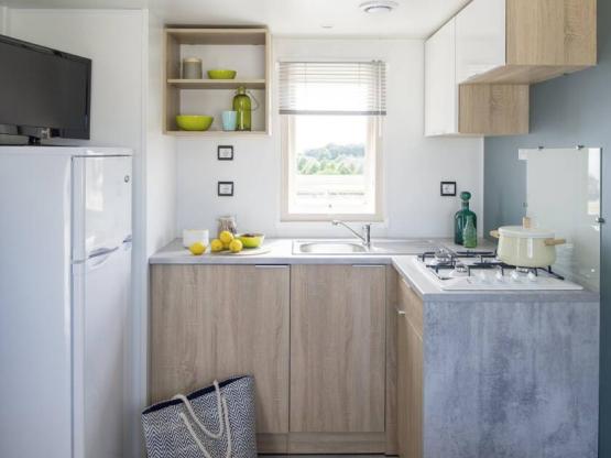 Mobilheim PREMIUM 6pers  3 Zimmer -überdachte Terrasse