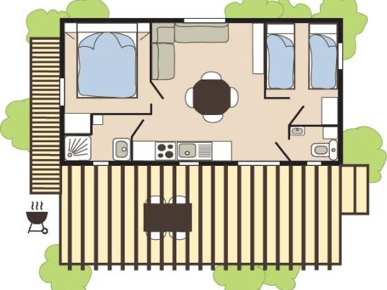 Holzhütte Pêcheur Speziel 2 Zimmer PREMIUM Klimaanlage