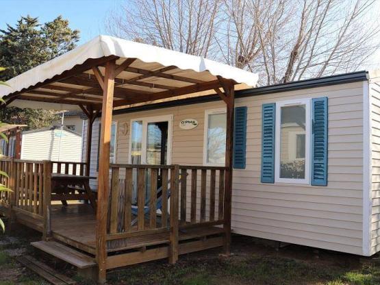 Mobilheim Standard 24-27m² (2 Zimmer) + überdachte Terrasse + Klimaanlage + TV