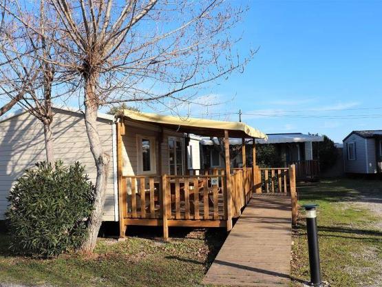 Mobilheim PMR Confort 35m² + klimaanlage (2 zimmer) behindertengerecht + überdachte Terrasse + TV